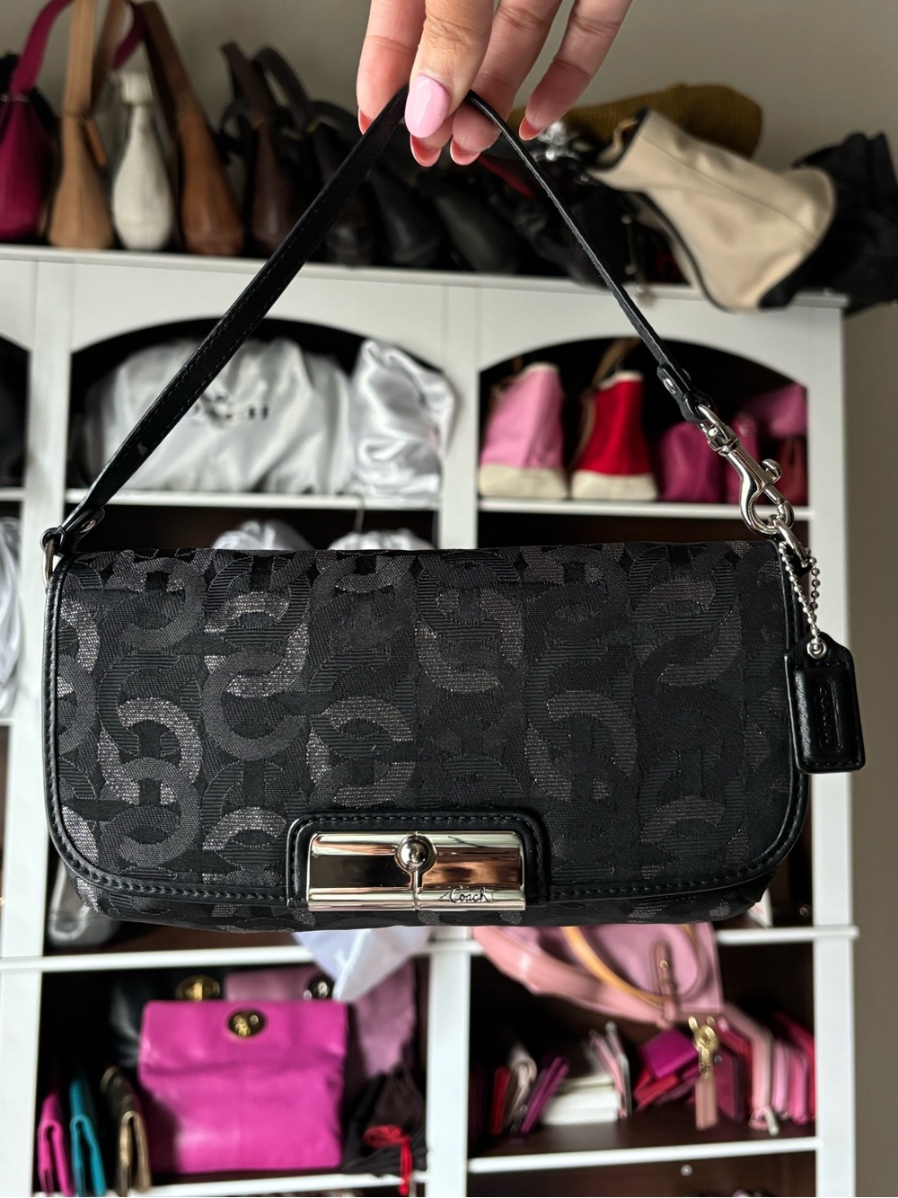 ⛓️‍💥⛓️Y2K COACH Kristin Optic Chainlink Art Large Wristlet Mini Bag⛓️⛓️‍💥